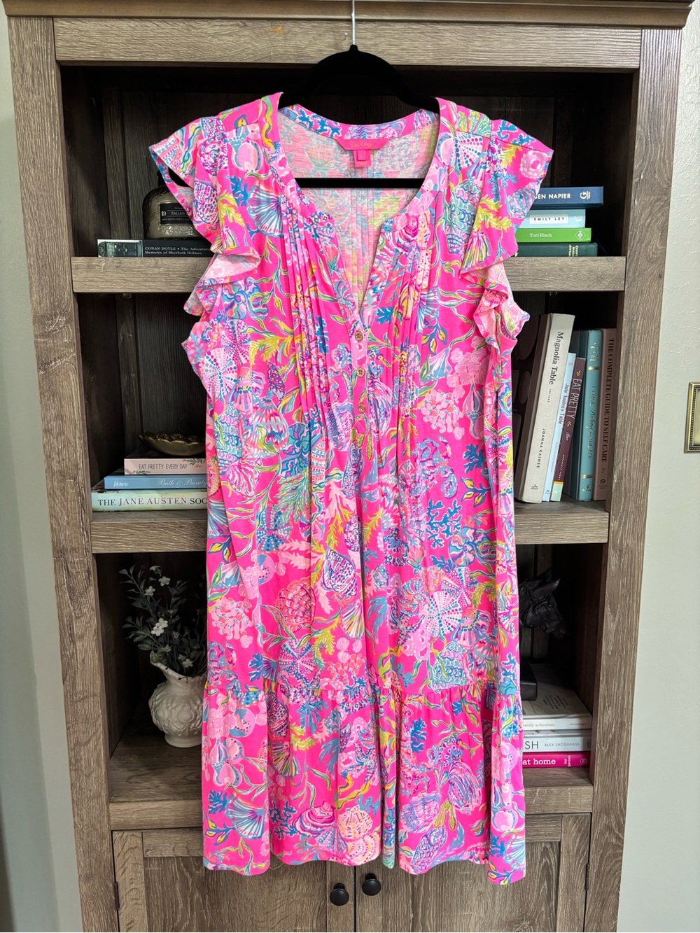Lilly Pulitzer Golda Flutter Sleeve Dress, Size L